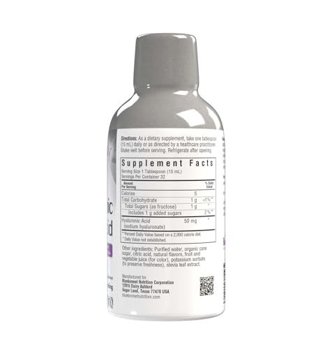 Bluebonnet Beautiful Ally Liquid Hyaluronic Acid — 50 mg/Serving, Vegan, Non-GMO