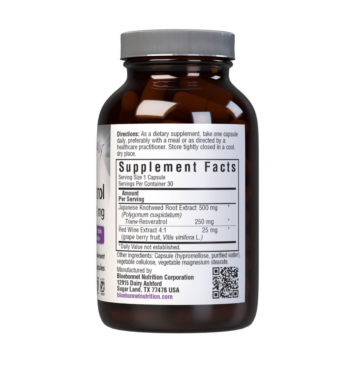 Bluebonnet Beautiful Ally Resveratrol 250 mg – 30 Veggie Capsules