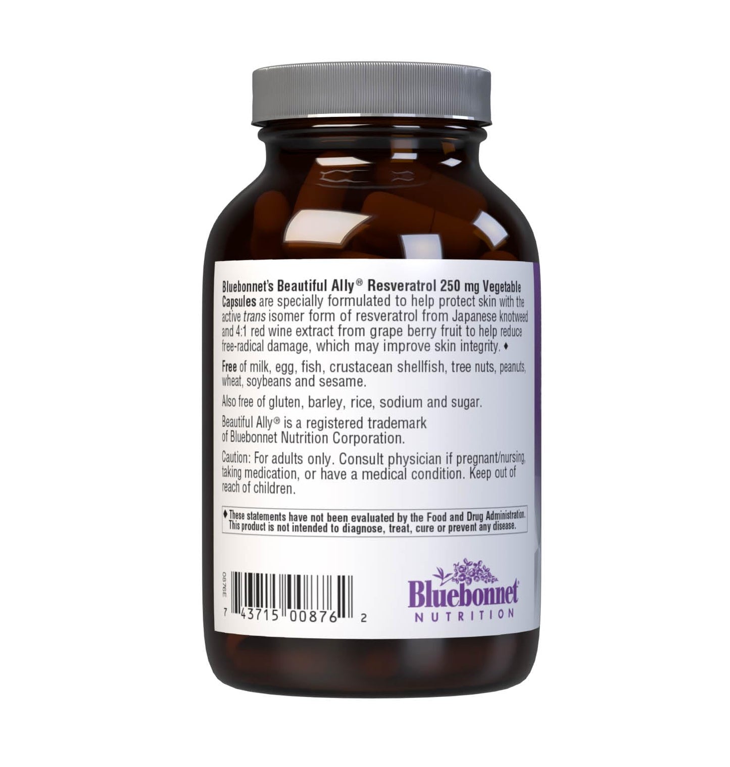 Bluebonnet Beautiful Ally Resveratrol 250 mg – 30 Veggie Capsules
