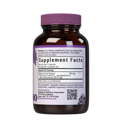 BlueBonnet Bilberry Fruit Extract Supplement, 60 Count – Eye Health, Vegan