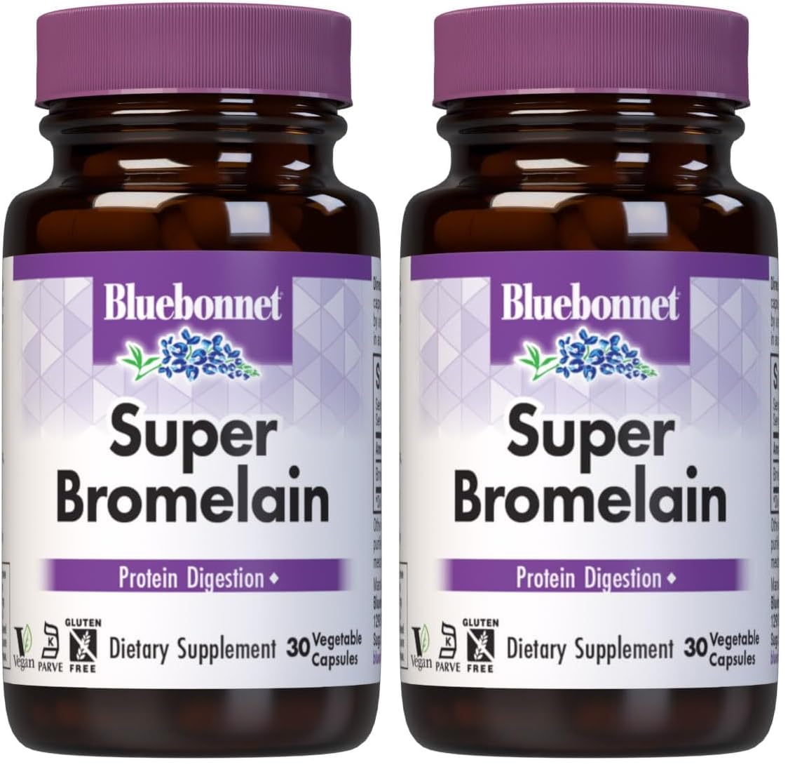 BlueBonnet Super Bromelain Capsules 500 mg Pineapple - 30 Count (Pack of 2)