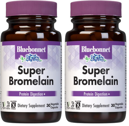 BlueBonnet Super Bromelain Capsules 500 mg Pineapple - 30 Count (Pack of 2)