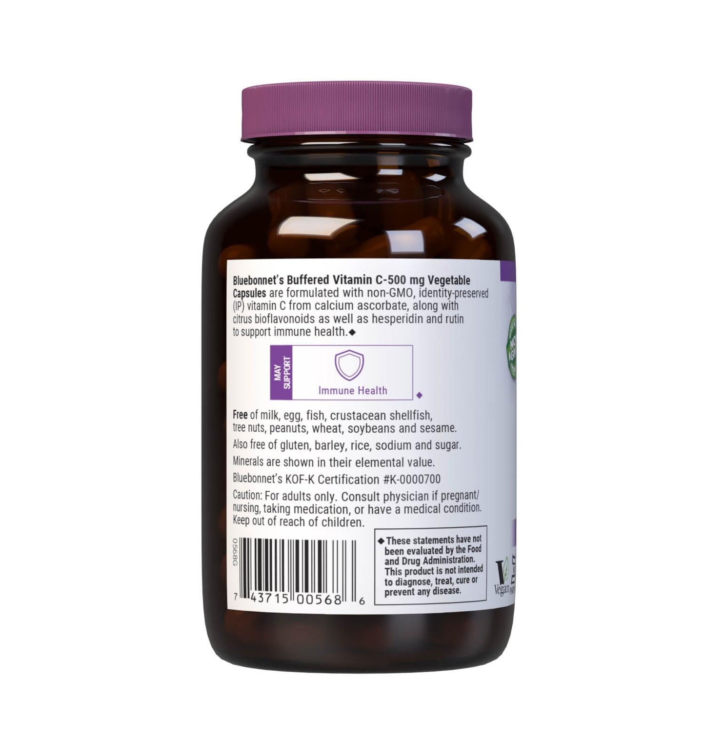 BlueBonnet Buffered Vitamin C 500mg – Immune Support & Skin Health | Vegan, Non-GMO, 90 Caps
