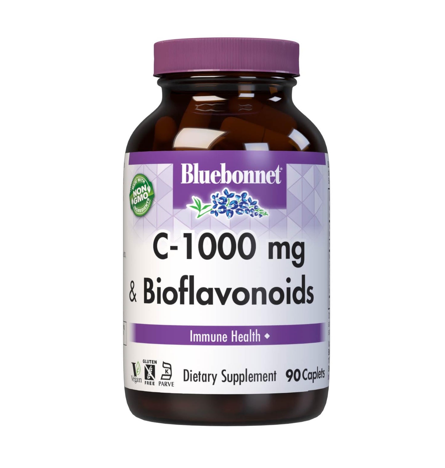 BlueBonnet Vitamin C 1000 mg + Bioflavonoids Caplets, 90 Count | Immune Support