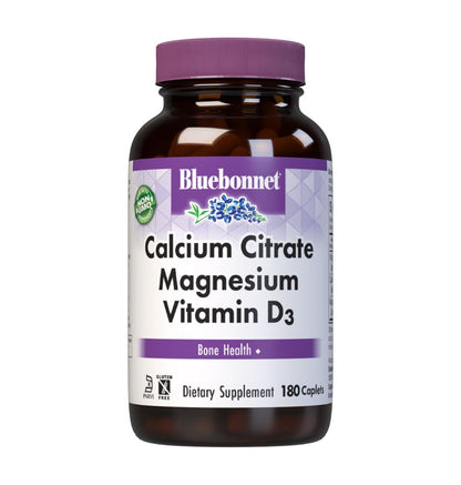 Bluebonnet Calcium Citrate Magnesium + Vitamin D3 Caplets – 180 Count