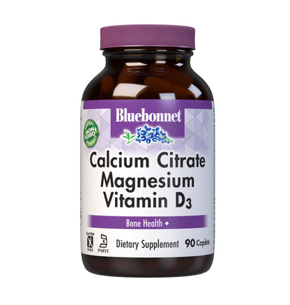 Bluebonnet Calcium Citrate Magnesium + Vitamin D3 Caplets – Bone Health, 90 Count