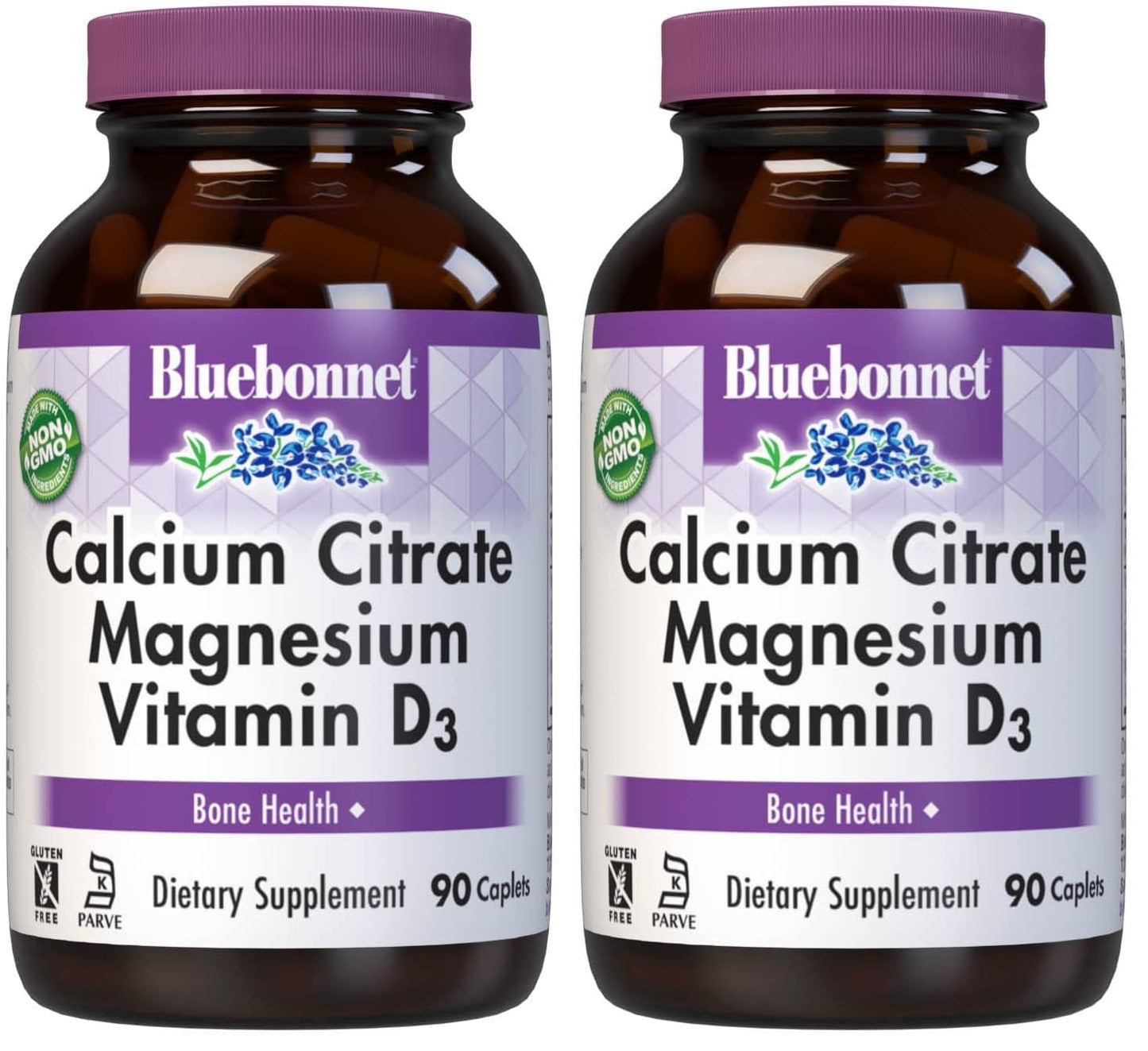 Bluebonnet Calcium Citrate Magnesium Plus Vitamin D3 Caplets – 90 Count Pack of 2