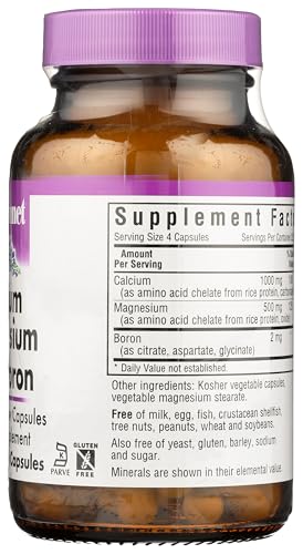BlueBonnet Calcium Magnesium Plus Boron Vegetarian Capsules - Off White, 90 Count
