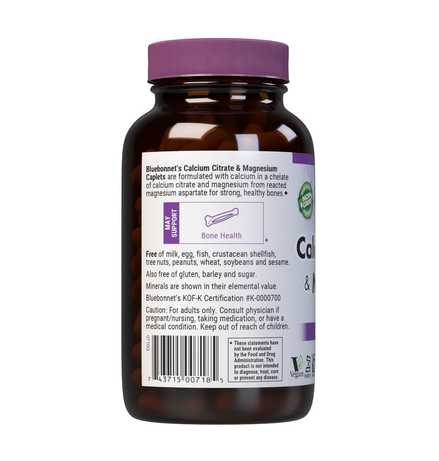 BlueBonnet Calcium Plus Magnesium Caplets, 180 Count - Bone Health Support