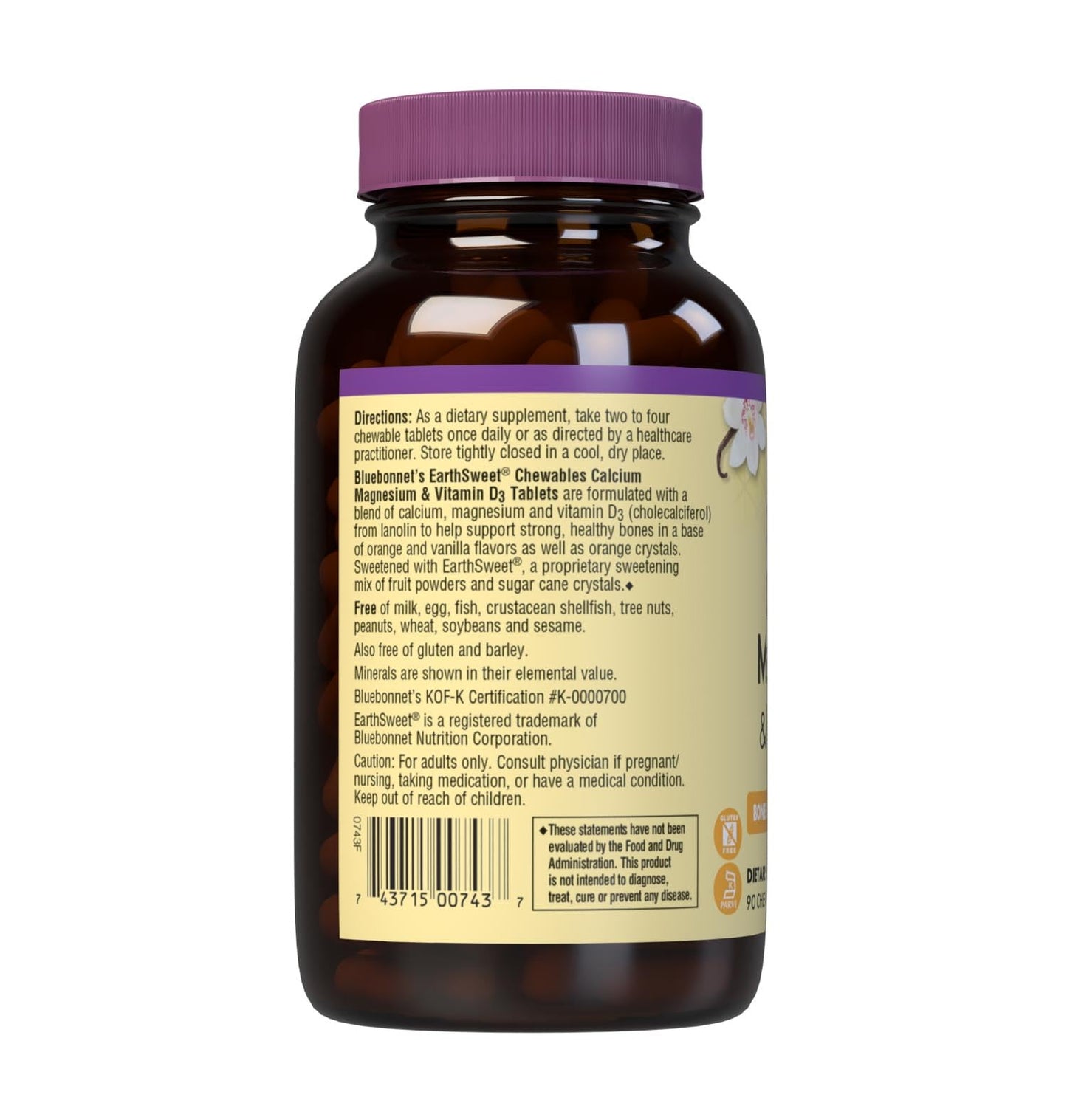 Bluebonnet Calcium Magnesium Plus Vitamin D3 EarthSweet – Bone Health & Muscle Support