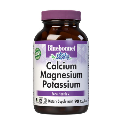 Bluebonnet Calcium Magnesium Potassium Supplement – 1000mg Ca, 400mg Mg, 99mg K | Vegan, Non-GMO, Gluten-Free