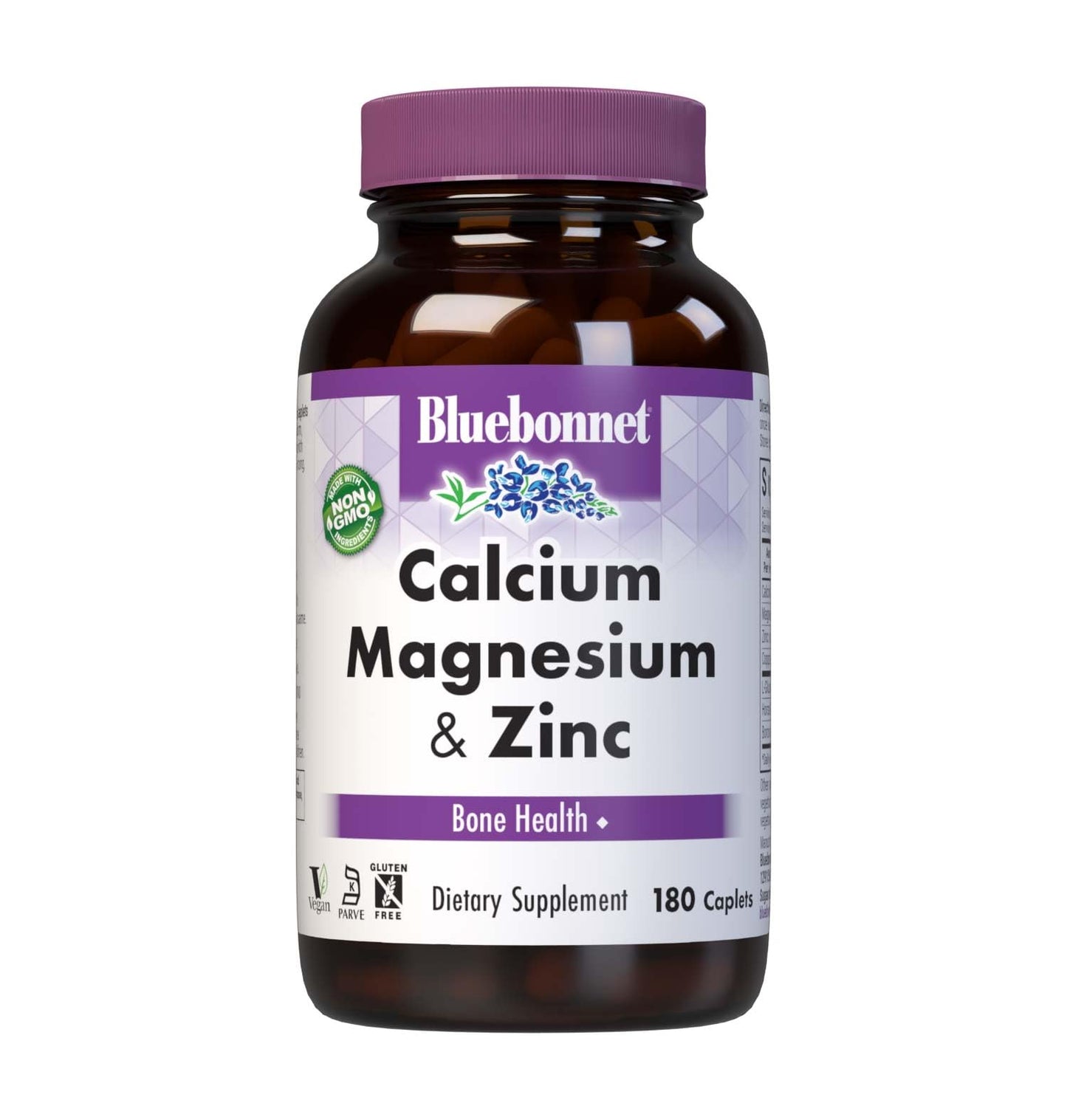 Bluebonnet Calcium Magnesium Zinc Caplets – 180 Count | Bone Health Support