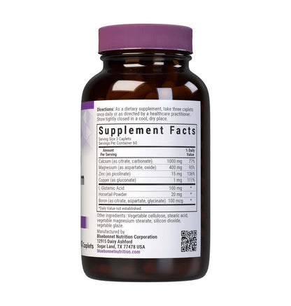 Bluebonnet Calcium Magnesium Zinc Caplets – 180 Count | Bone Health Support