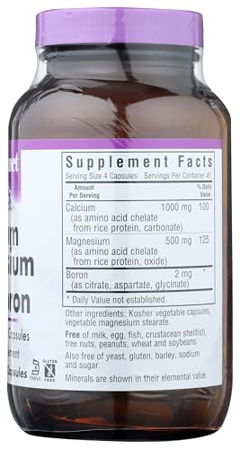 BlueBonnet Calcium Magnesium Plus Boron Capsules – 180 Count, Vegetarian, Off-White