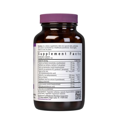 Bluebonnet CellularActive Coenzyme B-Complex – Energy Production & Nerve Support | Vegan, Kosher, Gluten-Free