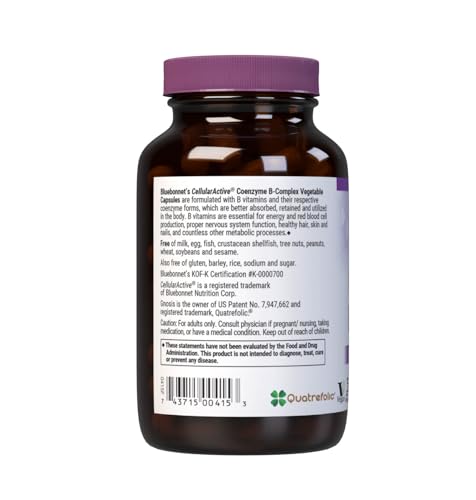 Bluebonnet CellularActive Coenzyme B-Complex – Energy Production & Nerve Support | Vegan, Kosher, Gluten-Free