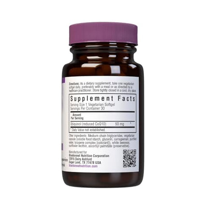 Bluebonnet CellularActive CoQ10 Ubiquinol 50 mg Vegetarian Softgels – Heart & Cellular Health