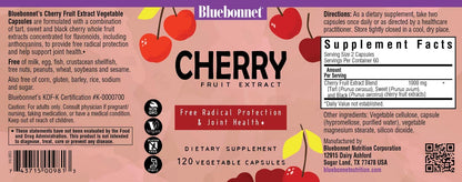 BlueBonnet Super Fruit Cherry Fruit Extract Supplement, 120 Count | 1000 mg Cherry Fruit Extract