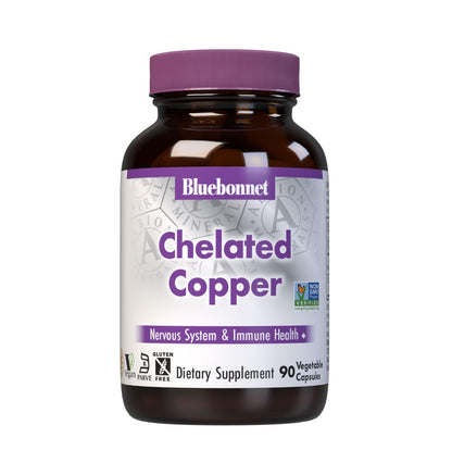 Bluebonnet Albion Chelated Copper 3 mg - Nervous System & Immune Health | 90 Veg Capsules