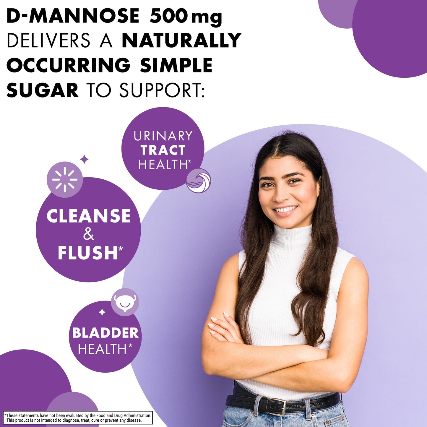 BlueBonnet D-Mannose 500 mg – Urinary Health Support (90 Veg Capsules)