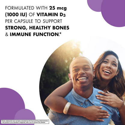 BlueBonnet Vitamin D3 1000 IU (25 mcg) – Strong Bones & Immune Support | 180 Veggie Capsules