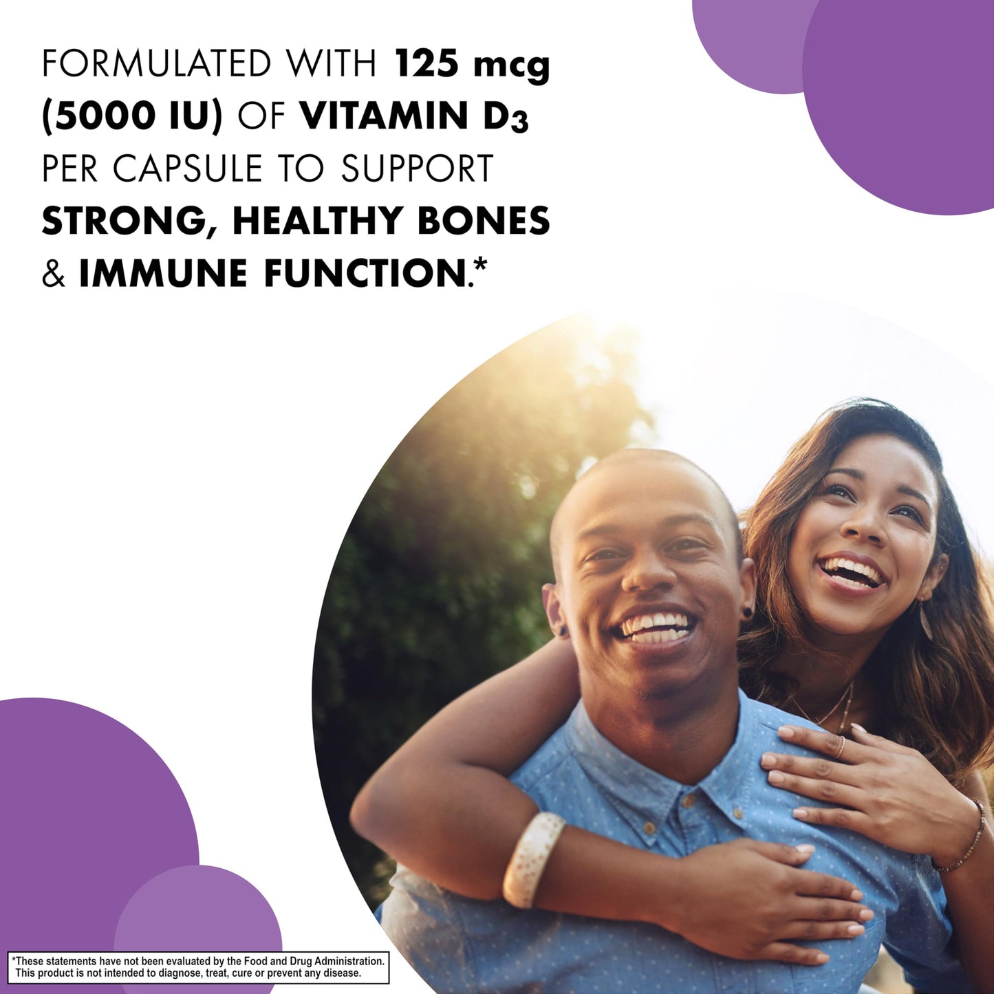 Bluebonnet Vitamin D3 5000 IU (125 mcg) – 120 Veggie Capsules | Strong Bones & Immune Support