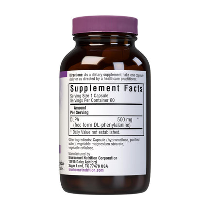 Bluebonnet DLPA 500 mg DL-Phenylalanine, 60 Veg Capsules - Vegan
