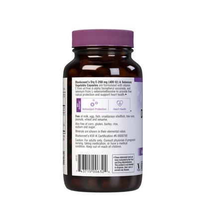 BlueBonnet Dry E-400 IU Plus Selenium Vegetarian Capsules 120 Count – White