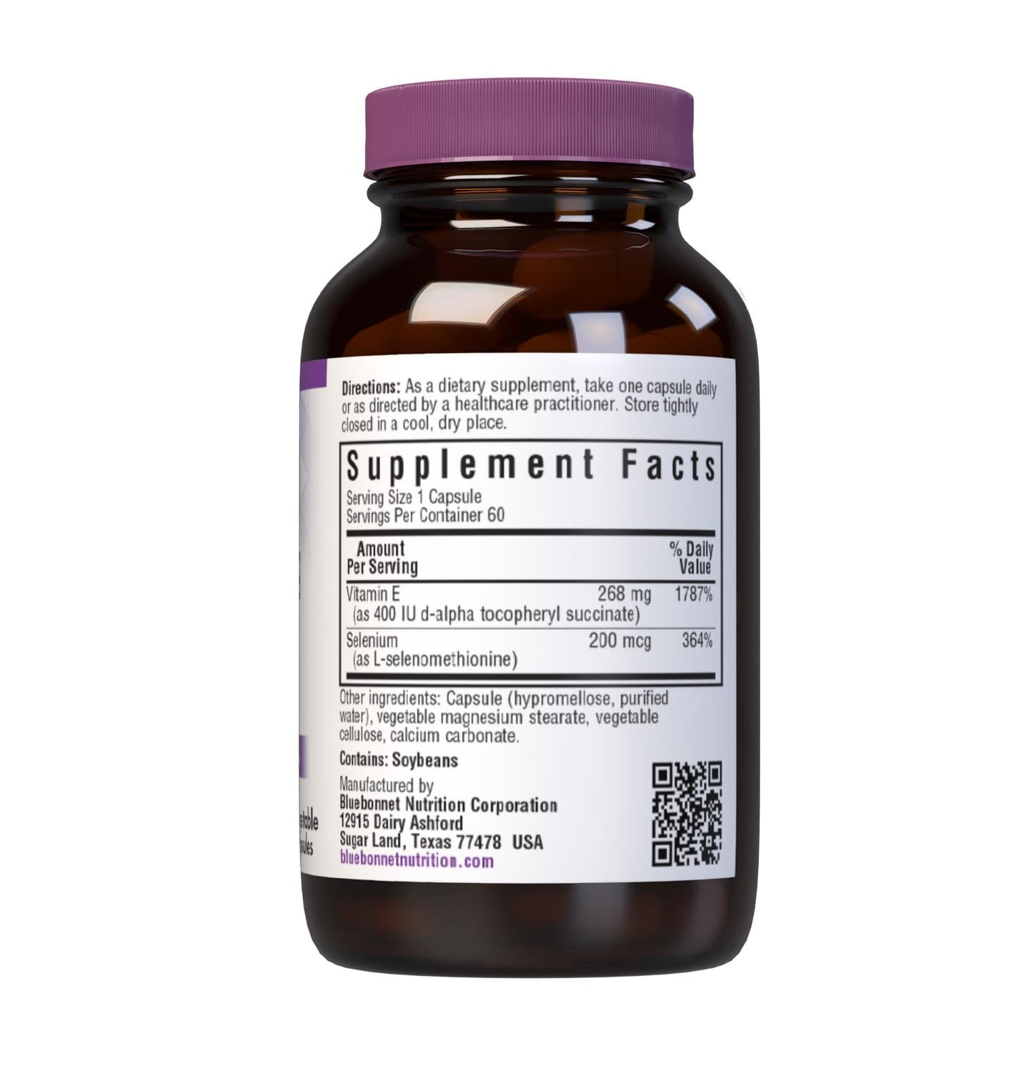 BlueBonnet Dry E-400 IU Plus Selenium Vegetarian Capsules – 60 Count