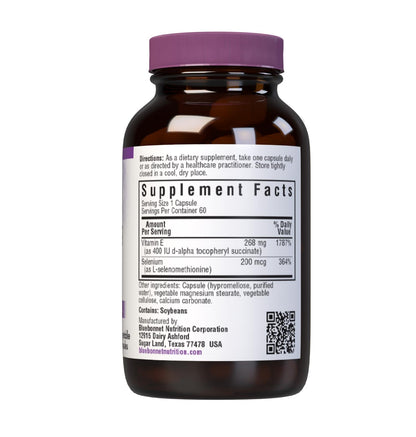 BlueBonnet Dry E-400 IU Plus Selenium Vegetarian Capsules – 60 Count
