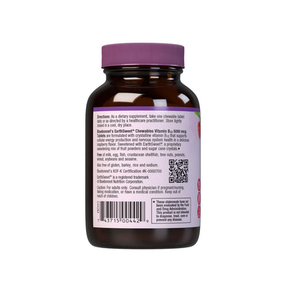 BlueBonnet EarthSweet Vitamin B12 5000 mcg Chewables – Raspberry, Vegan, Gluten-Free, Kosher, Dairy-Free, 60 Servings