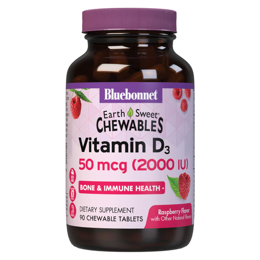 Bluebonnet Nutrition EarthSweet Vitamin D3 2000 IU Raspberry Chewable Tablets – Non-GMO, Gluten-Free, Kosher BritishVita | Premium UK Vitamins & Wellness Supplements