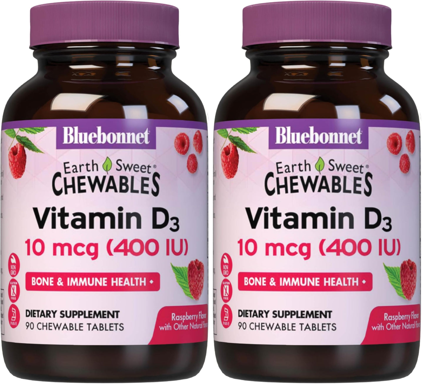 BlueBonnet EarthSweet Vitamin D3 400 IU Chewable, 90 CT – 2 Pack