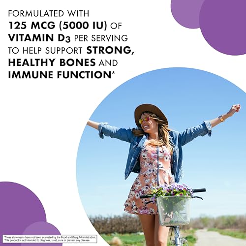 Bluebonnet EarthSweet Vitamin D3 5000 IU Raspberry Chewable - Non-GMO, Gluten & Soy Free, 90 Count