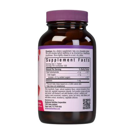 Bluebonnet EarthSweet Melatonin 1 mg Fast-Acting Chewables – Raspberry Flavor | Gluten-Free & Vegan