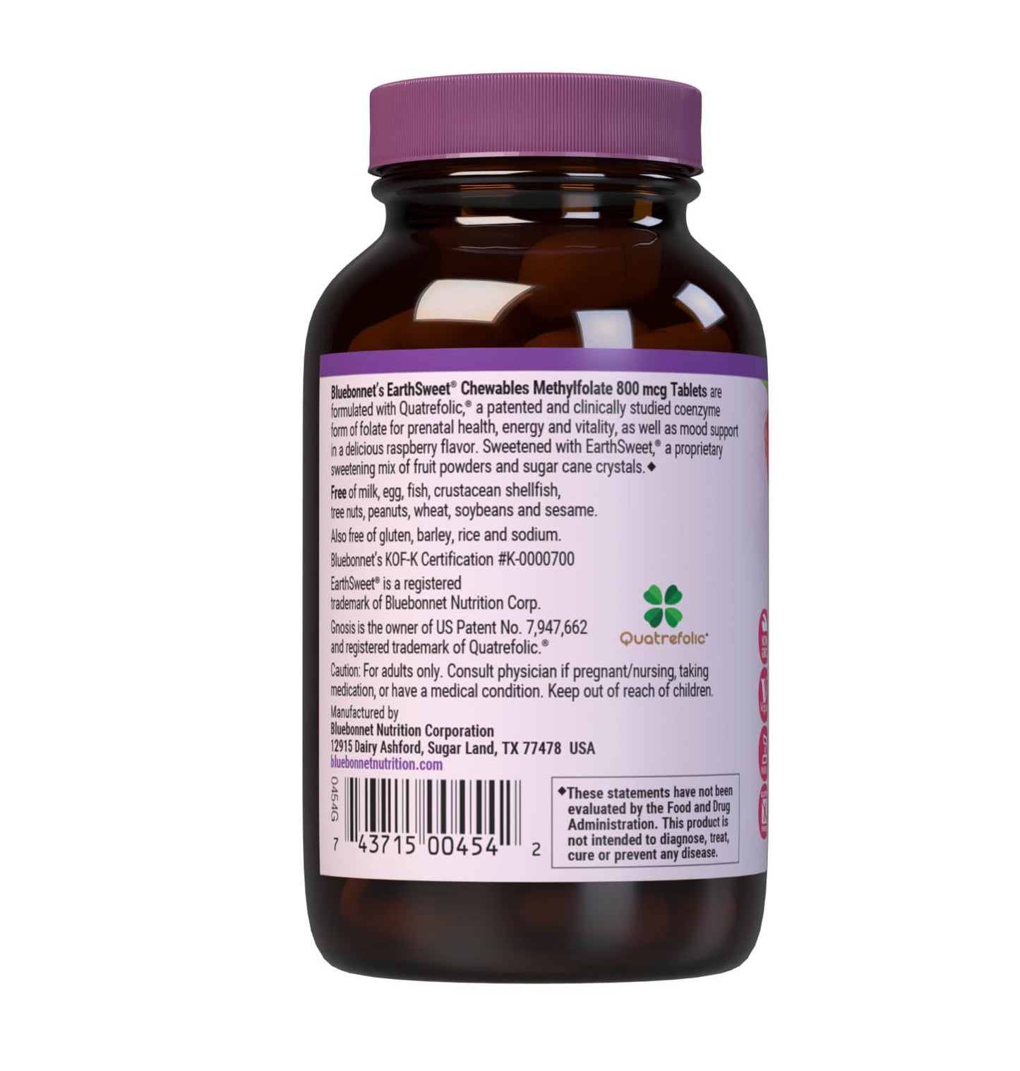 Bluebonnet EarthSweet Methylfolate 800 mcg – Prenatal & Energy Support (5-MTHF)