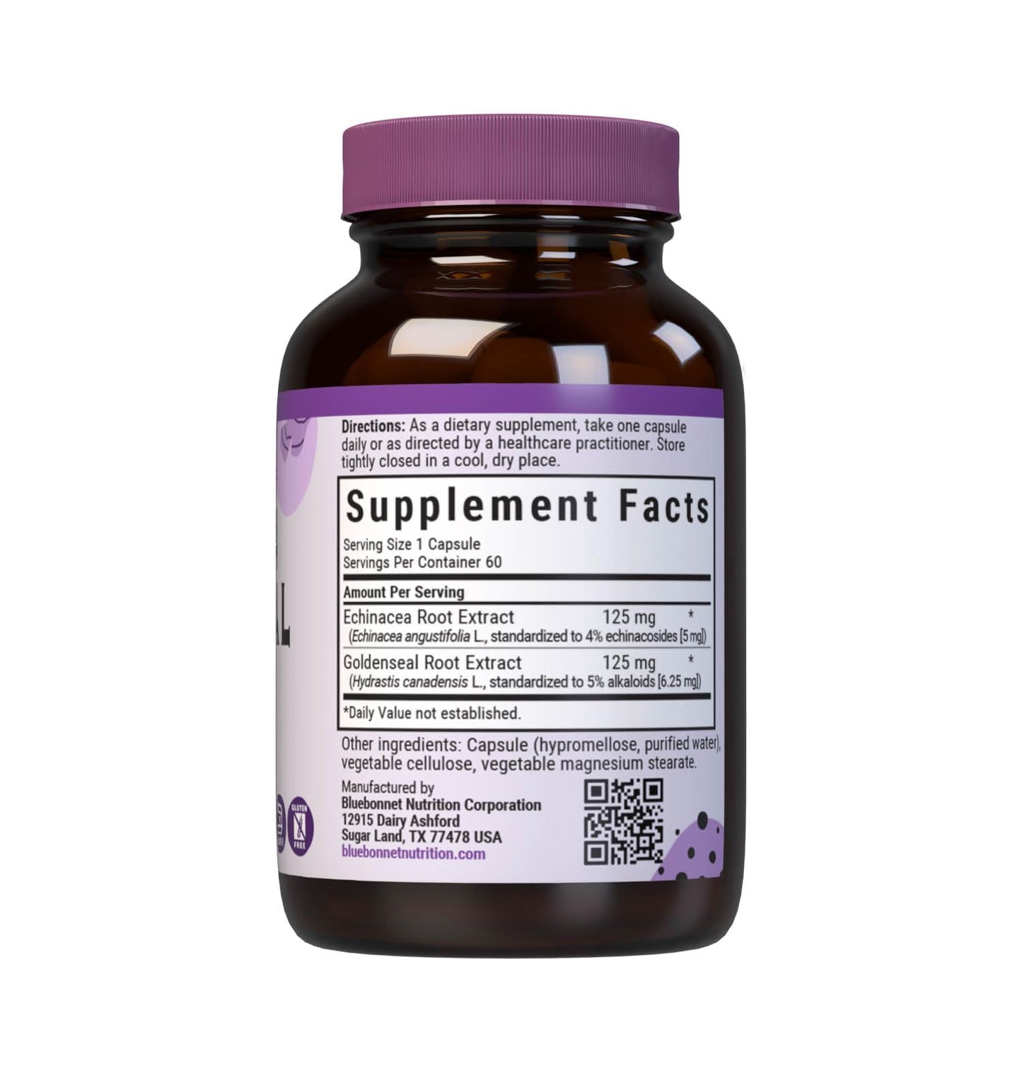 BlueBonnet Echinacea Goldenseal Root Extract Supplement – 60 Count, Vegan Capsules