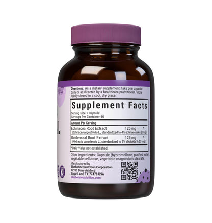 BlueBonnet Echinacea Goldenseal Root Extract Supplement – 60 Count, Vegan Capsules