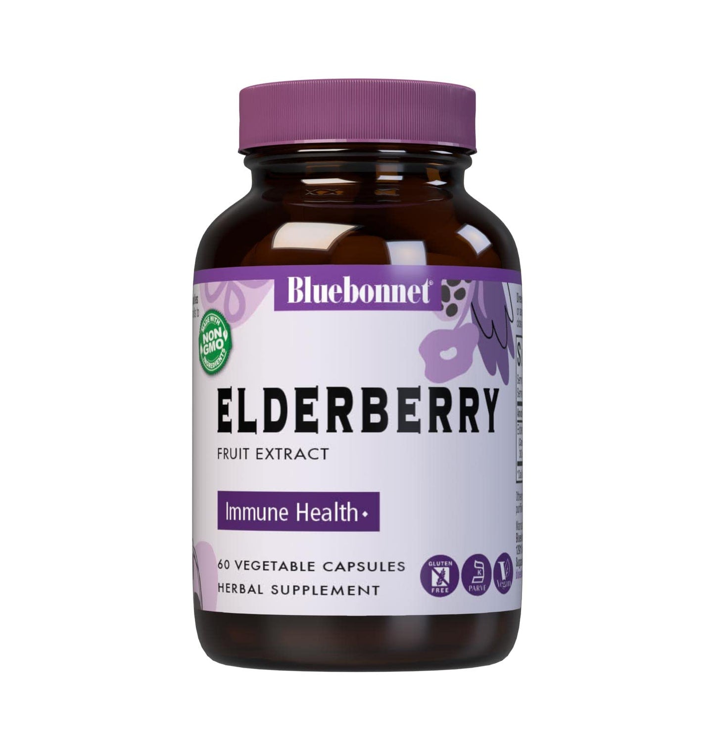 BlueBonnet Elderberry Fruit Extract Supplement, 60 Count – Immune Support, Vegan