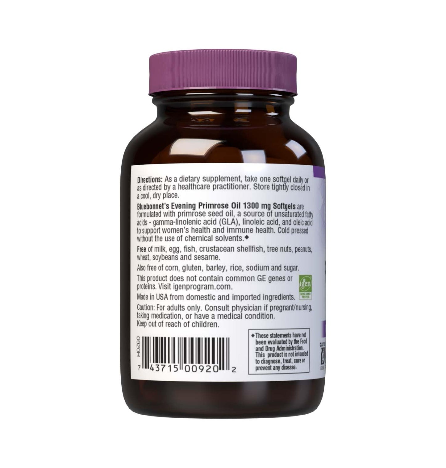 BlueBonnet Evening Primrose Oil Softgels 1300 mg - 30 Count | Non-GMO, Gluten-Free