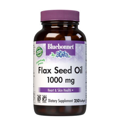 BlueBonnet Flax Seed Oil 1000 mg - Omega 3 6 9 - Cold-Pressed Organic, 250 Softgels