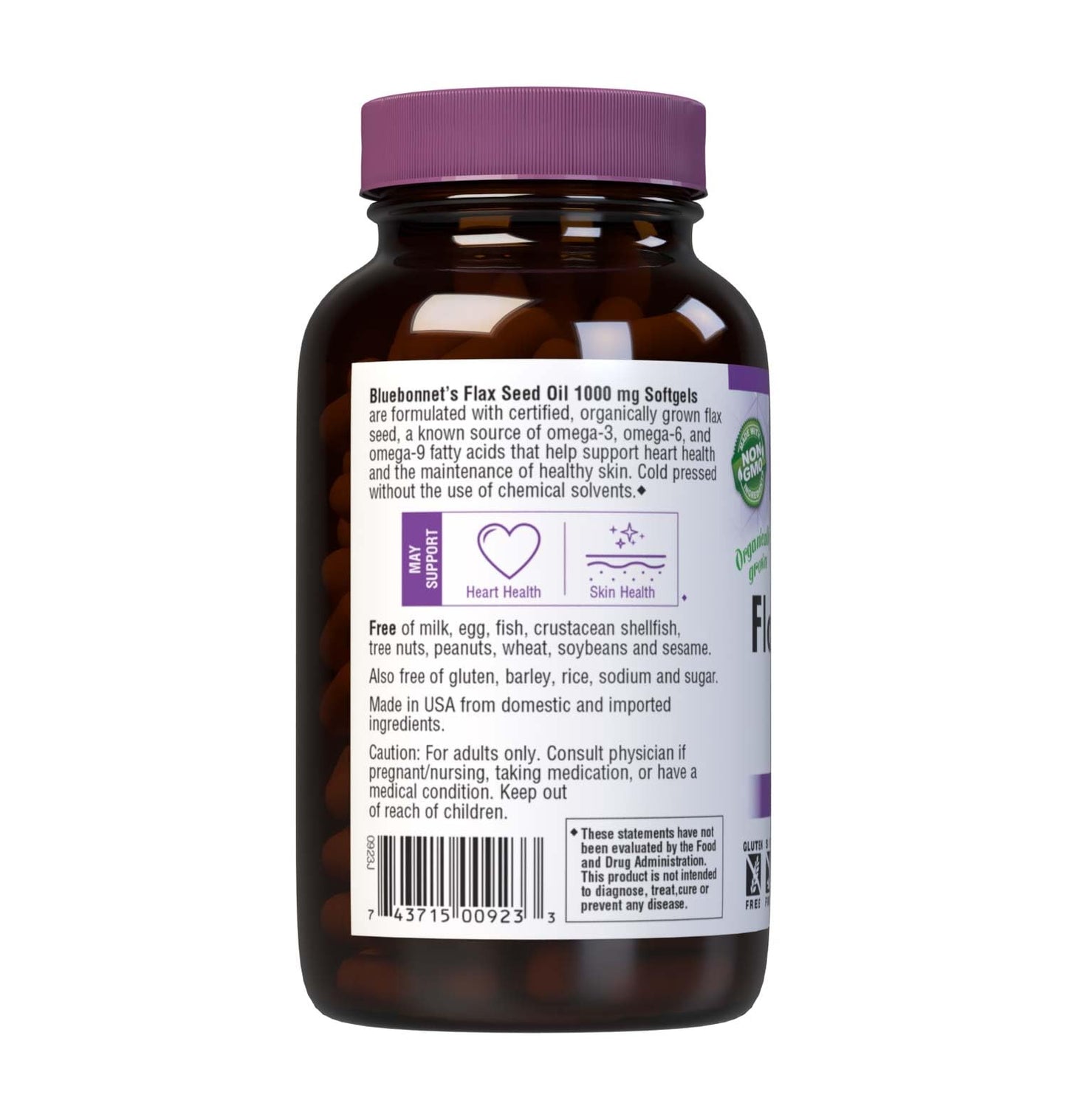 BlueBonnet Flax Seed Oil 1000 mg - Omega 3 6 9 - Cold-Pressed Organic, 250 Softgels