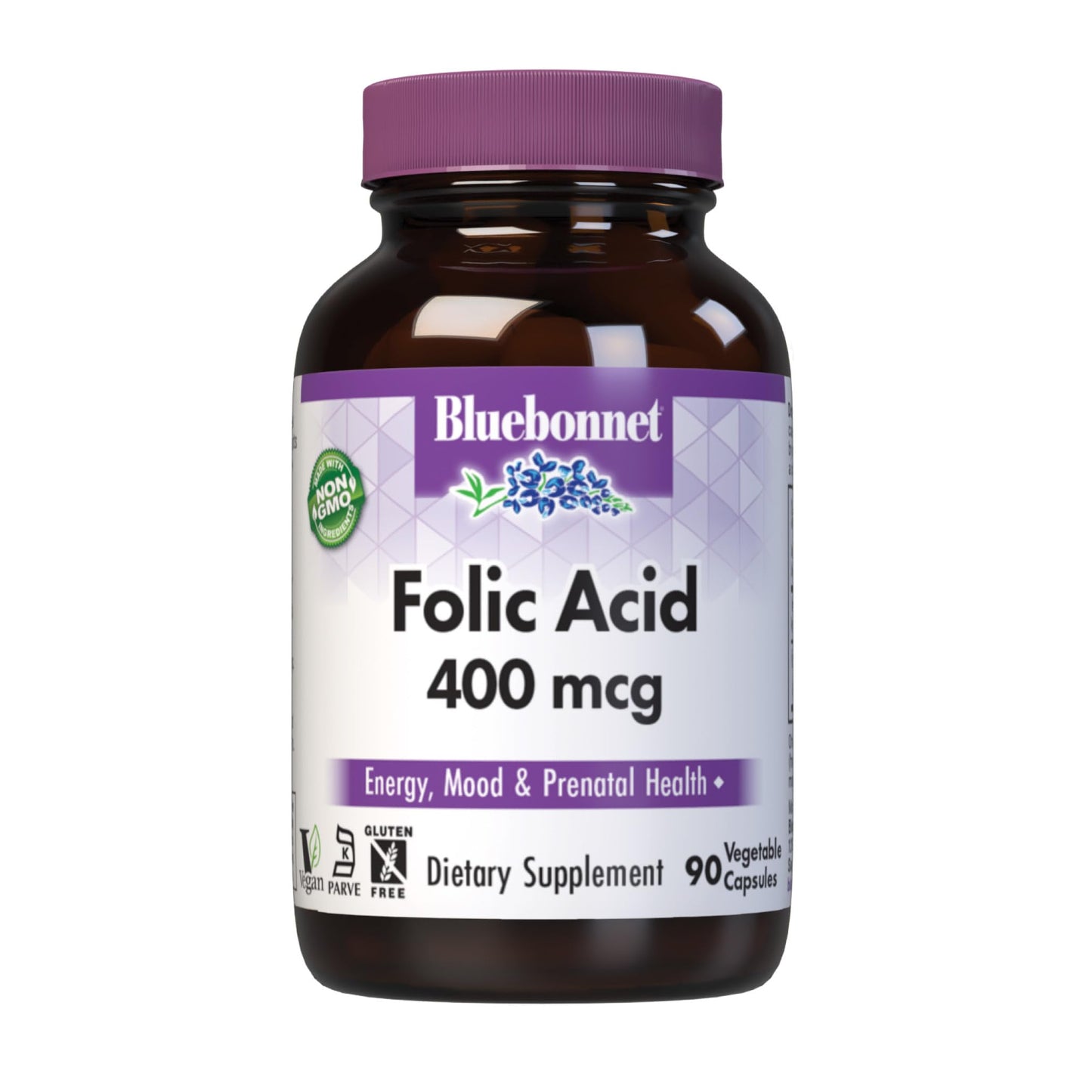 Bluebonnet Folic Acid 400 mcg - Prenatal & Postnatal Health, Non-GMO, Vegan