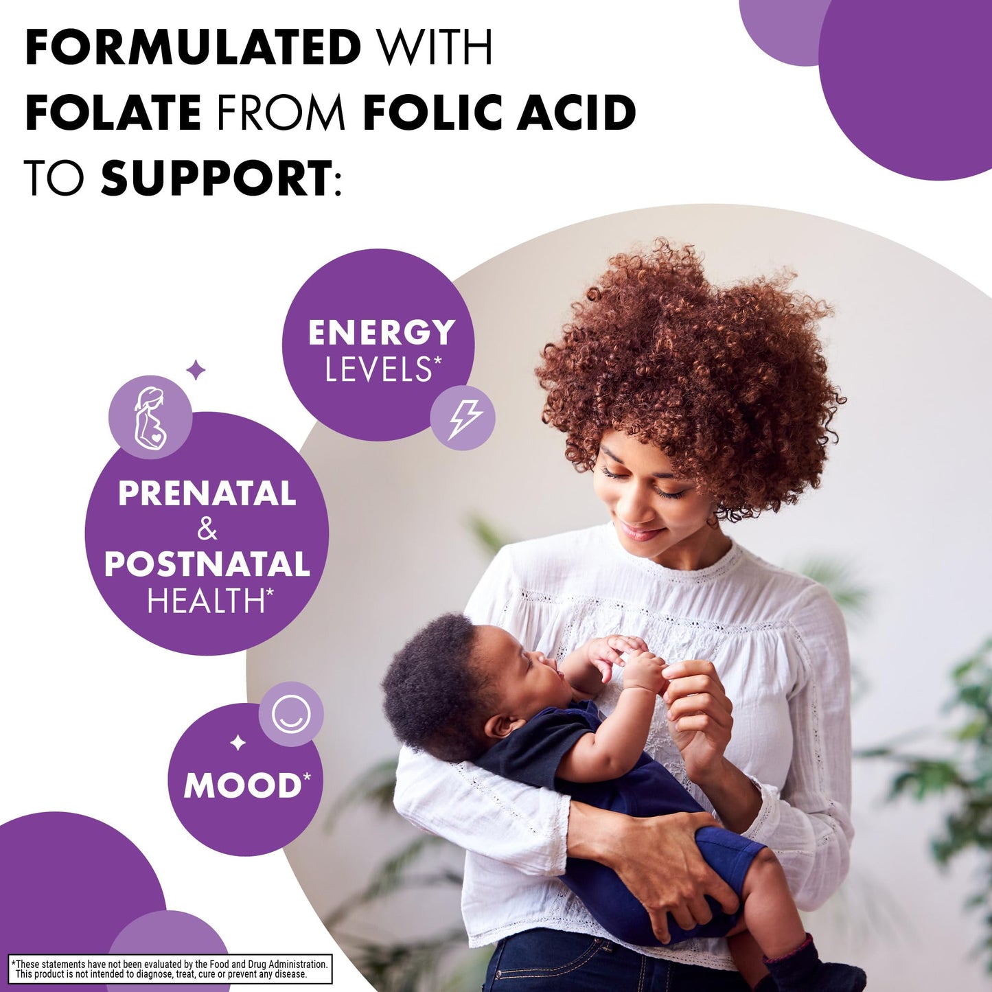 Bluebonnet Folic Acid 400 mcg - Prenatal & Postnatal Health, Non-GMO, Vegan