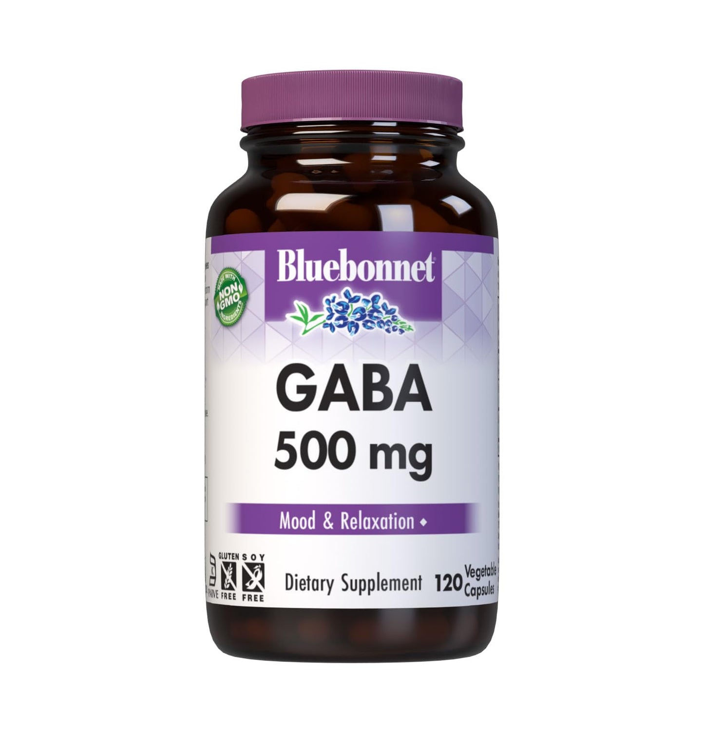 BlueBonnet GABA 500 mg | Stress Relief & Relaxation | 120 Veg Capsules