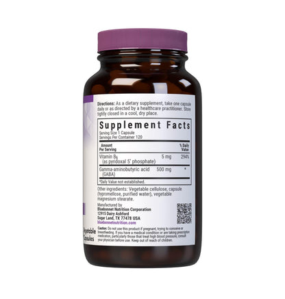 BlueBonnet GABA 500 mg | Stress Relief & Relaxation | 120 Veg Capsules