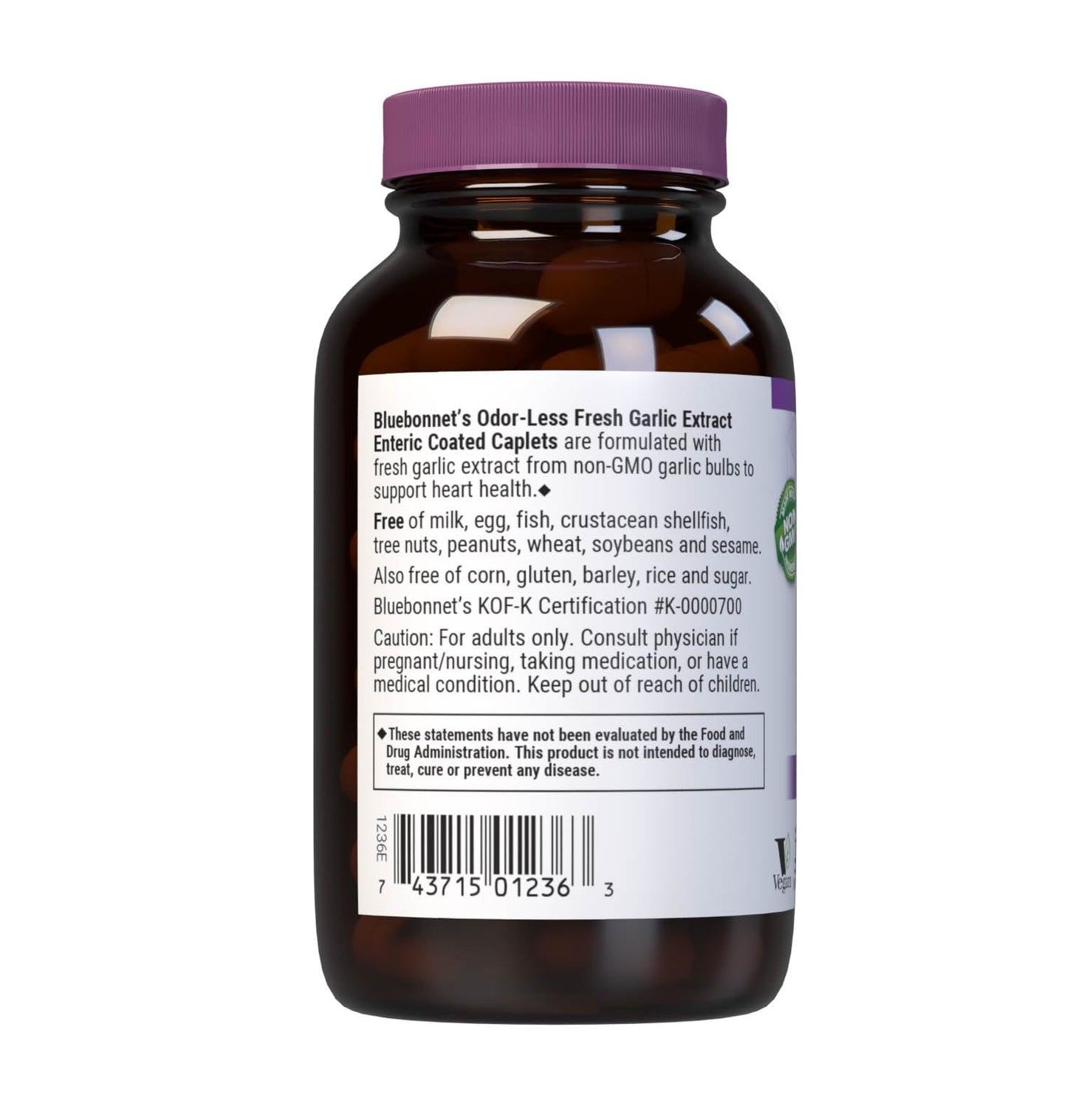 BlueBonnet Standardized Garlic Extract Enteric Coated Caplets – 60 Count, 350 mg