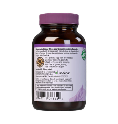 BlueBonnet Ginkgo Biloba Leaf Extract Supplement – 60 Count | 24% Flavonglycosides, 6% Terpene Lactones | Vegan