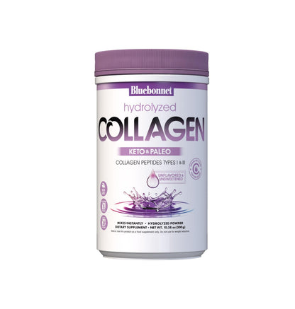 BlueBonnet Nutrition Hydrolyzed Collagen Powder - Supports Hair, Skin & Nails | Grass-Fed, Soy-Free, Gluten-Free, Non-GMO | 10.58 oz