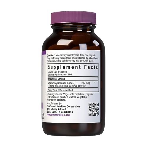 Bluebonnet Vitamin K2 MK-7 100 mcg – Vegan, Gluten-Free, Non-GMO
